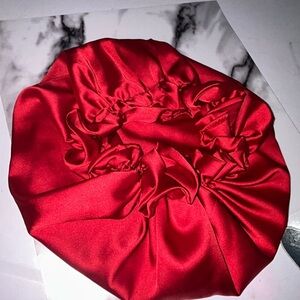 Elegant Red Satin Hair Bonnet
